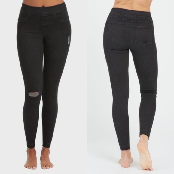 SPANX Vintage Distressed Ankle Skinny Jeans Black M - Picture 1 of 10